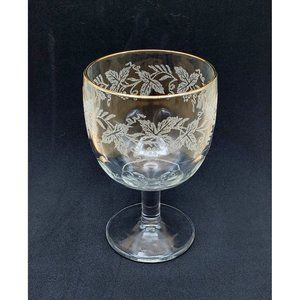 Bartlett Collins 14 fl oz Vintage Gold Trim Thumbprint Goblet Grapevine Design